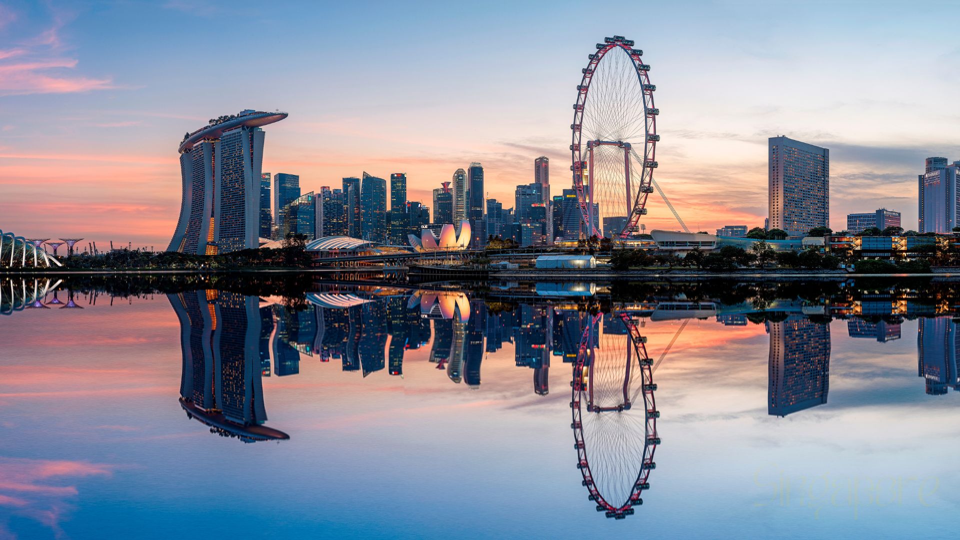 Singapore skyline at sunset